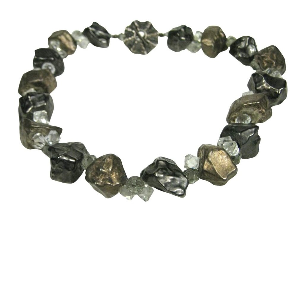 Chunky Joanne Katherine Necklace Metallic Glass Beads Handcrafted Statement